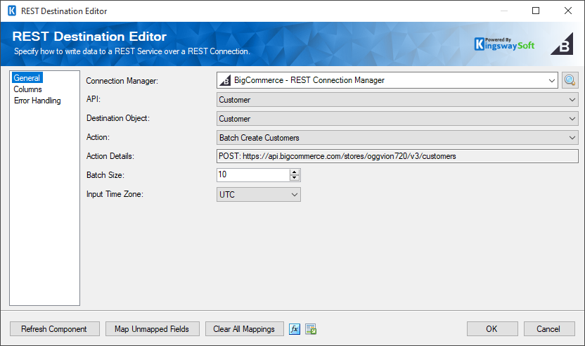 SSIS REST BigCommerce Destination